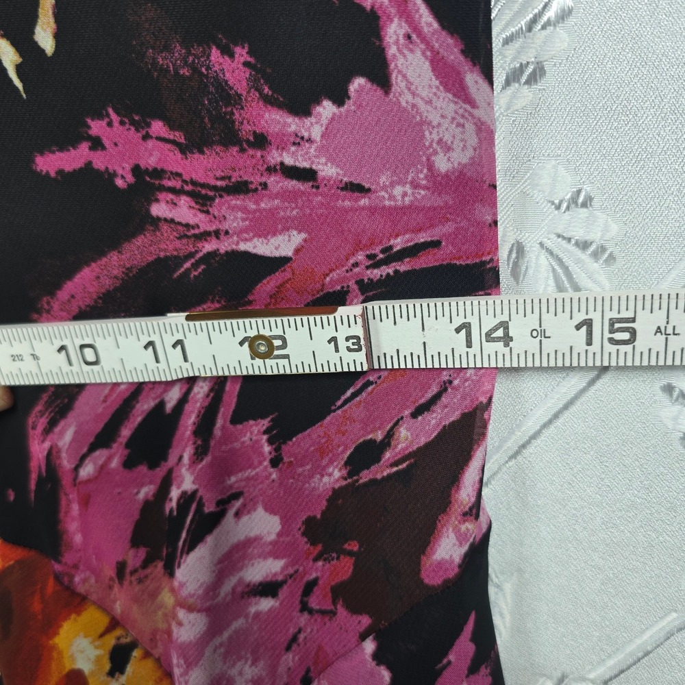 Signature by Robbie Bee Midi Dress Woman Size 14 Black Floral Print V Neck Lined - Picture 6 of 13